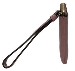 COACH WOMEN'S CORNER ZIP WRISTLET PEBBLED LEATHER LIGHT PINK